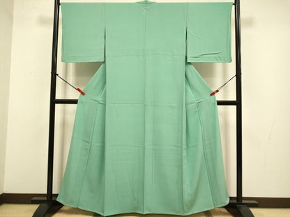 平和屋着物▽上質な色無地　単衣　濃い薄青色　正絹　逸品　DABJ3679du