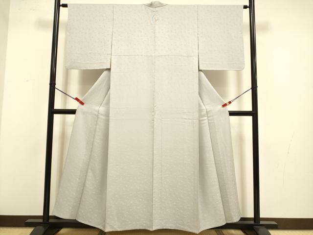 平和屋着物▽上質な色無地　単衣　葡萄蔦の葉地紋　枯野色　正絹　逸品　DABJ3680du