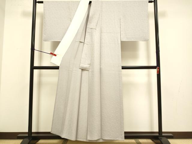 平和屋着物▽上質な色無地　単衣　葡萄蔦の葉地紋　枯野色　正絹　逸品　DABJ3680du