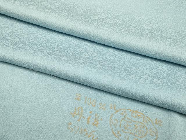 平和屋着物▽上質な色無地　単衣　草花地紋　秘色色　反端付き　正絹　逸品　未使用　DABJ3681du