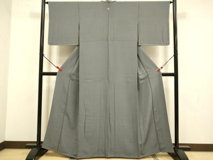 平和屋着物▽上質な色無地　単衣　煤色　正絹　逸品　未使用　DABJ3682du