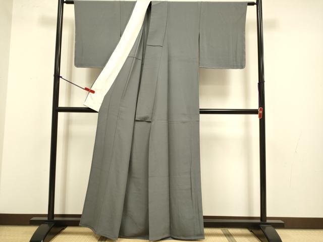 平和屋着物▽上質な色無地　単衣　煤色　正絹　逸品　未使用　DABJ3682du