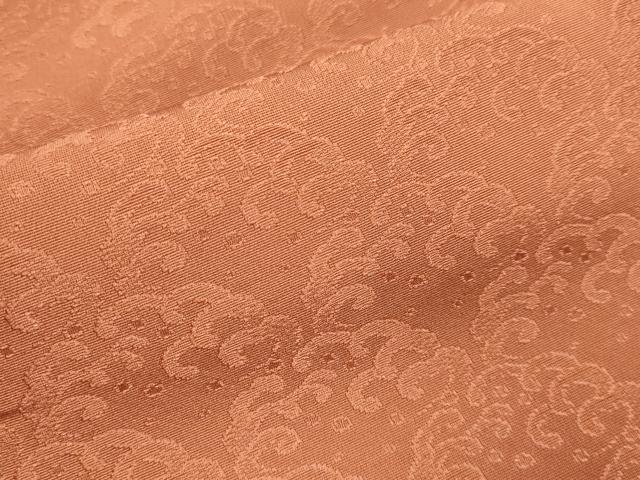 平和屋着物▽上質な色無地　単衣　立波地紋　檜皮色　正絹　逸品　DABJ3684du