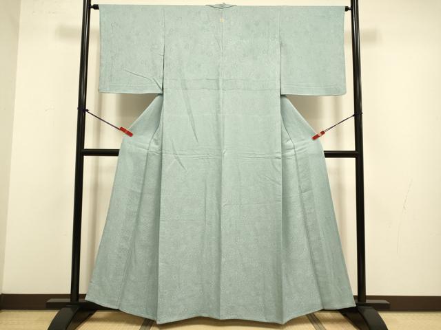 平和屋着物▽上質な色無地　単衣　辻が花地紋　蕎麦切色　正絹　逸品　DABJ3685du