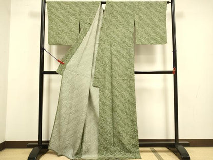 平和屋着物▽上質な小紋　単衣　舞桜文　正絹　逸品　DABJ3686du