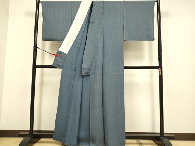 平和屋着物▽上質な小紋　単衣　麻の葉文様　正絹　逸品　DABJ3689du