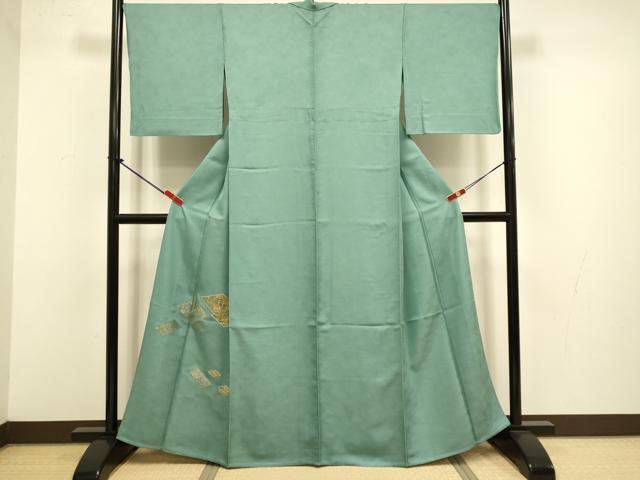 平和屋着物▽中国三大刺繍　スワトウ刺繍　汕頭刺繍　色留訪問着　単衣　花菱文　金糸　正絹　逸品　DABJ3693du