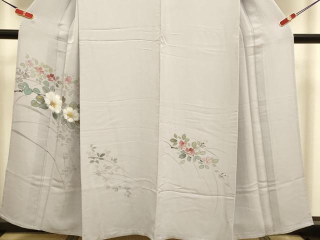 平和屋着物▽訪問着　単衣　手描き　枝花文　金彩　正絹　逸品　DABJ3694du