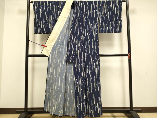 平和屋着物▽上質な小紋　単衣　草花文　正絹　逸品　DABJ3697du