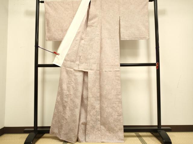平和屋着物▽上質なお召　単衣　風通織　楓文　正絹　逸品　DABJ3698du