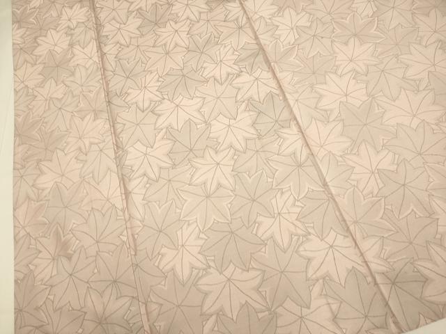平和屋着物▽上質なお召　単衣　風通織　楓文　正絹　逸品　DABJ3698du
