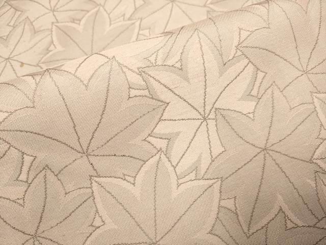 平和屋着物▽上質なお召　単衣　風通織　楓文　正絹　逸品　DABJ3698du