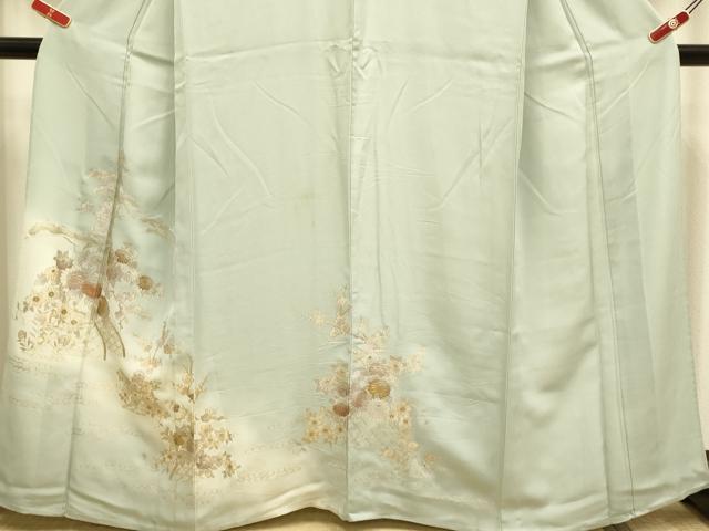 平和屋着物▽訪問着　単衣　流水花文　暈し染め　金彩　正絹　逸品　DABJ3699du