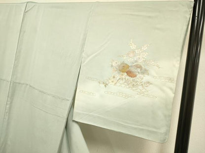 平和屋着物▽訪問着　単衣　流水花文　暈し染め　金彩　正絹　逸品　DABJ3699du