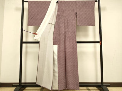 平和屋着物▽江戸小紋　単衣　幾何学文様　正絹　逸品　DABJ3702du