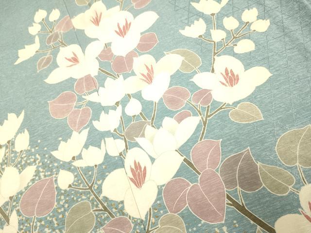 平和屋着物▽日本工芸会正会員　京友禅作家　清水光美　訪問着　単衣　枝花文　金彩　正絹　逸品　DABJ3710du