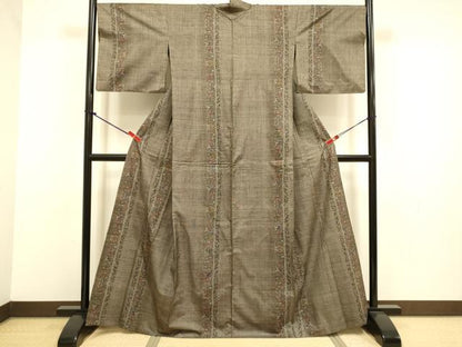 平和屋着物▽本場大島紬　単衣　7マルキ　間道　正絹　逸品　DABJ3711du