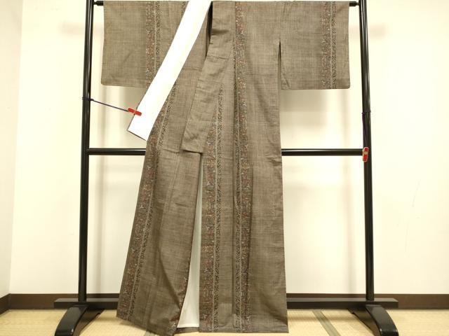 平和屋着物▽本場大島紬　単衣　7マルキ　間道　正絹　逸品　DABJ3711du