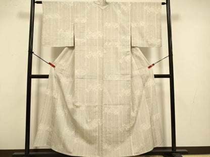 平和屋着物▽本塩沢　単衣　110亀甲　草花文　正絹　逸品　未使用　DABJ3712du