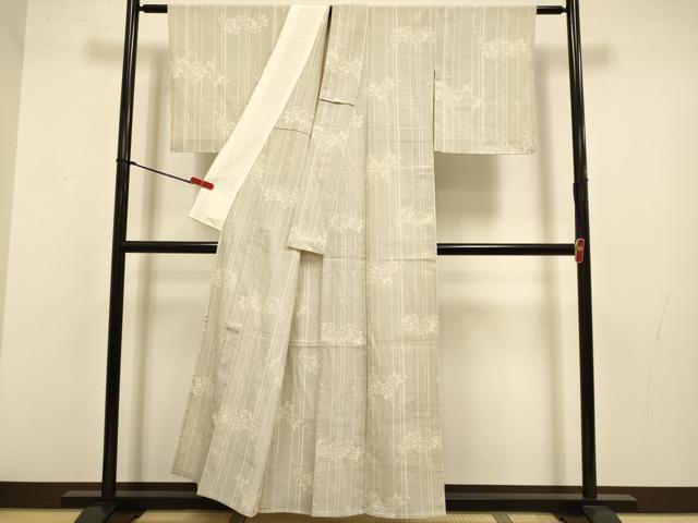 平和屋着物▽本塩沢　単衣　110亀甲　草花文　正絹　逸品　未使用　DABJ3712du