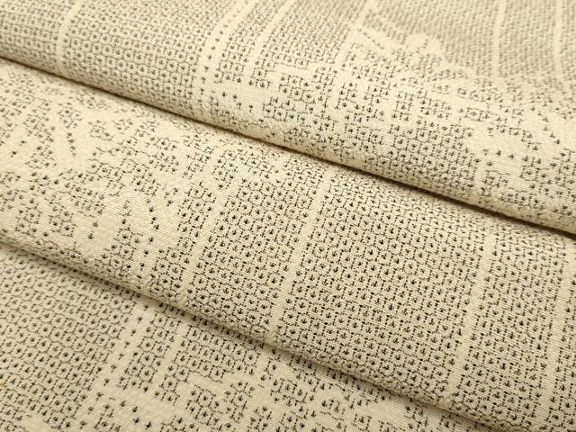 平和屋着物▽本塩沢　単衣　110亀甲　草花文　正絹　逸品　未使用　DABJ3712du