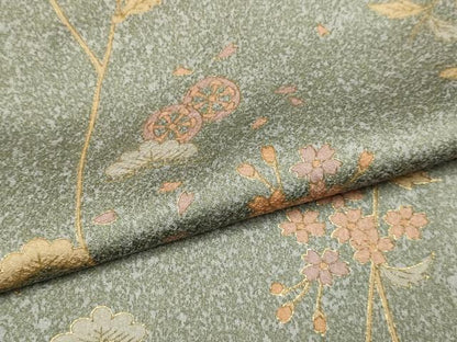 平和屋着物▽上質な小紋　単衣　枝花文　金彩　正絹　逸品　DABJ3719du