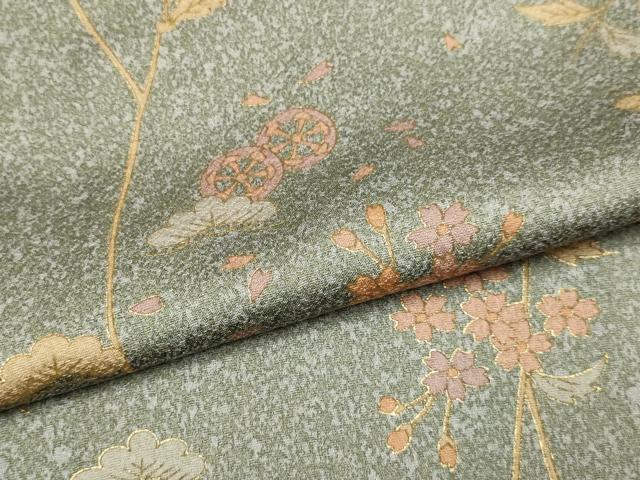 平和屋着物▽上質な小紋　単衣　枝花文　金彩　正絹　逸品　DABJ3719du