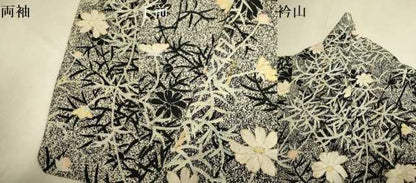 平和屋着物▽上質な小紋　単衣　草花文　たたき染め　金彩　正絹　逸品　DABJ3720du