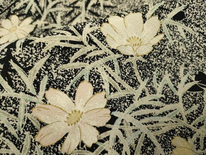 平和屋着物▽上質な小紋　単衣　草花文　たたき染め　金彩　正絹　逸品　DABJ3720du