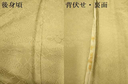 平和屋着物▽上質な色無地　単衣　青海波地紋　榛色　正絹　逸品　未使用　DABJ3724du