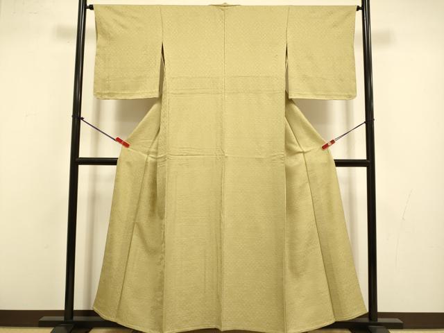 平和屋着物▽上質な色無地　単衣　青海波地紋　榛色　正絹　逸品　未使用　DABJ3724du