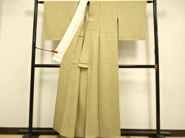 平和屋着物▽上質な色無地　単衣　青海波地紋　榛色　正絹　逸品　未使用　DABJ3724du