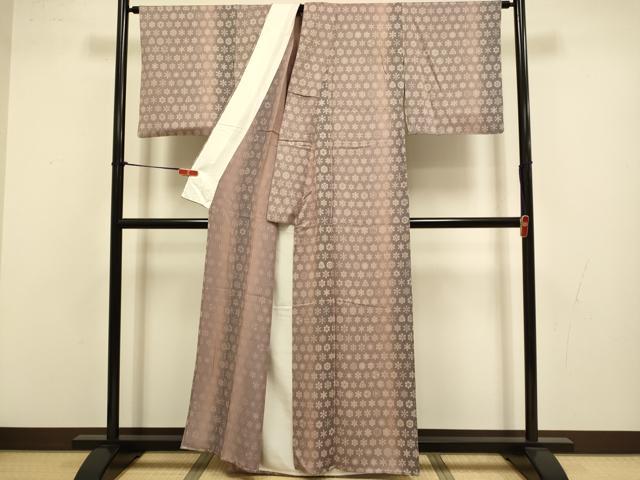 平和屋着物▽上質な小紋　単衣　雪の結晶　暈し染め　正絹　逸品　DABJ3725du