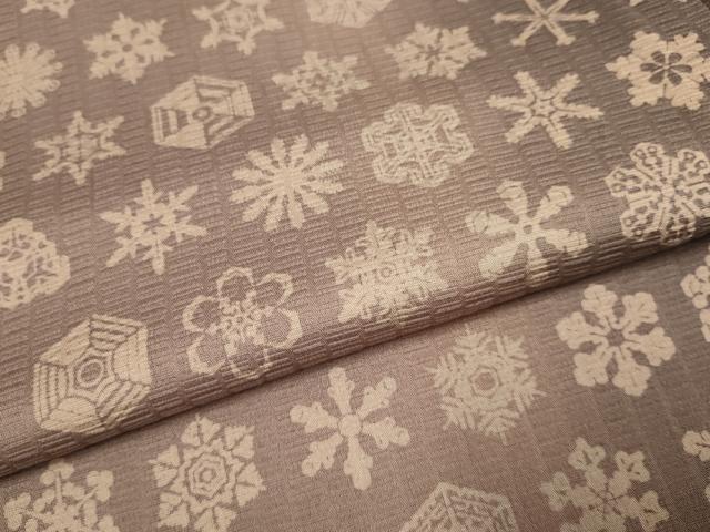 平和屋着物▽上質な小紋　単衣　雪の結晶　暈し染め　正絹　逸品　DABJ3725du
