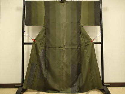 平和屋着物▽本場染大島紬　訪問着　単衣　花鳥間道　正絹　逸品　DABJ3729du