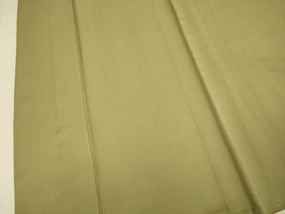 平和屋着物▽上質な色無地　単衣　霞地紋　榛色　正絹　逸品　DABJ3731du