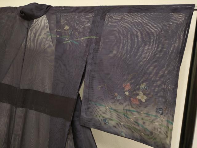 平和屋着物▽訪問着　無双　紗袷　紗×紗　夏虫　枝花文　暈し染め　金彩　正絹　逸品　DABJ3734du