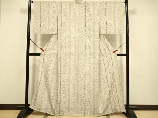 平和屋着物▽上質な小紋　単衣　型染　草花間道　正絹　逸品　DABJ3736du