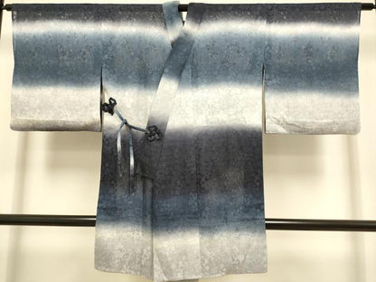 平和屋着物▽道中着　スリーシーズン　春夏秋　塵除け　洋花文　暈し染め　ロング丈　正絹　逸品　DABJ3737du