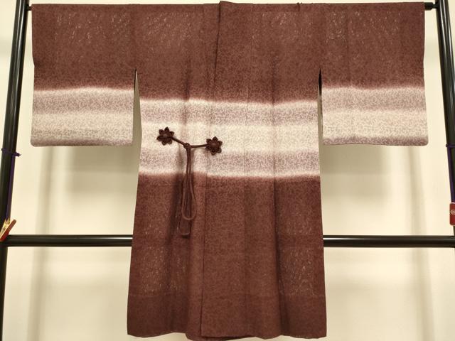 平和屋着物▽道中着　スリーシーズン　春夏秋　塵除け　草葉音　暈し染め　ロング丈　正絹　逸品　DABJ3738du