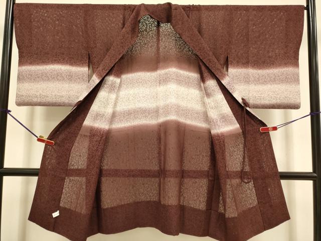 平和屋着物▽道中着　スリーシーズン　春夏秋　塵除け　草葉音　暈し染め　ロング丈　正絹　逸品　DABJ3738du