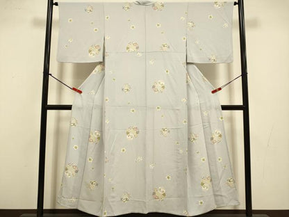 平和屋着物▽上質な小紋　単衣　花丸文　兎　正絹　逸品　DABJ3743du