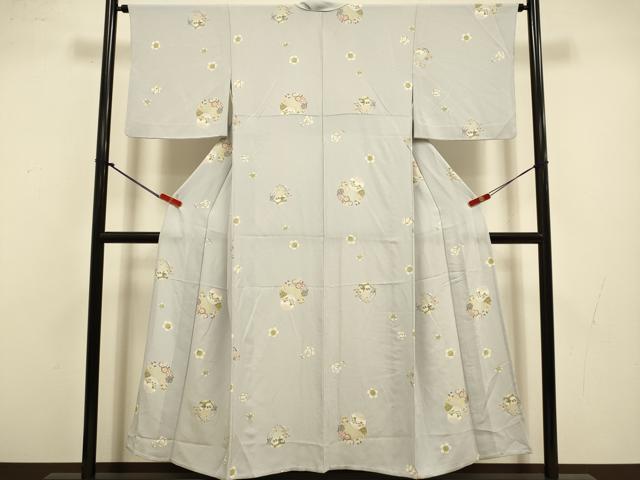 平和屋着物▽上質な小紋　単衣　花丸文　兎　正絹　逸品　DABJ3743du
