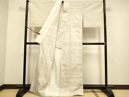 平和屋着物▽単衣　ゼンマイ紬　霞文　正絹　逸品　DABJ3747du