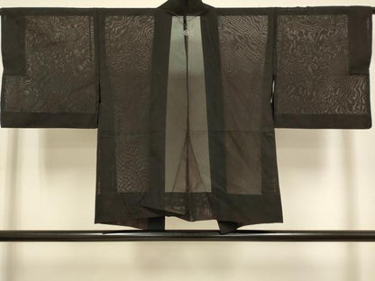 平和屋着物▽羽織　スリーシーズン　春夏秋　塵除け　黒地　正絹　逸品　DABJ3750du