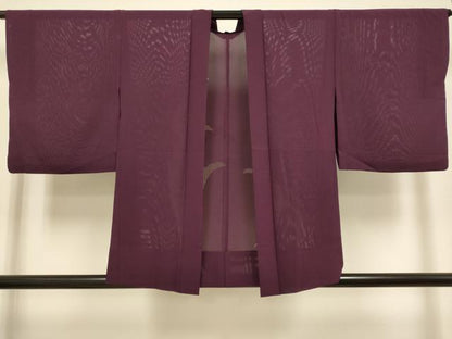 平和屋着物▽羽織　スリーシーズン　春夏秋　塵除け　抽象文　濃い暗紅色　正絹　逸品　DABJ3751du