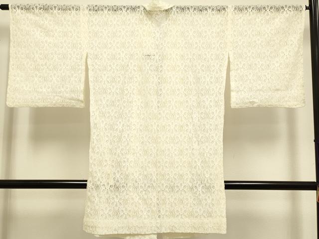 平和屋着物▽道中着　スリーシーズン　春夏秋　塵除け　総レース　花繋ぎ　香色　ロング丈　DABJ3752du