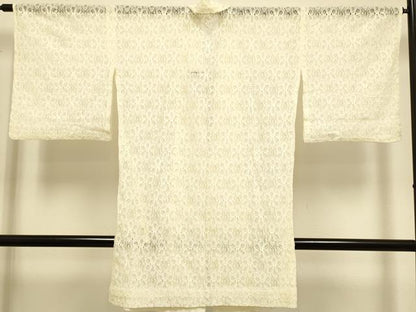 平和屋着物▽道中着　スリーシーズン　春夏秋　塵除け　総レース　花繋ぎ　香色　ロング丈　DABJ3752du