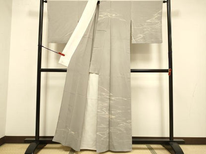 平和屋着物▽訪問着　単衣　流水文　正絹　逸品　DABJ3764du