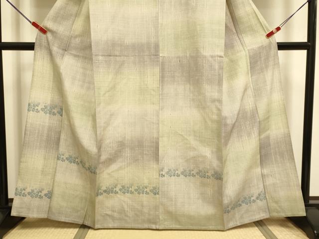 平和屋着物▽訪問着　単衣　紬地　草花文　正絹　逸品　DABJ3765du